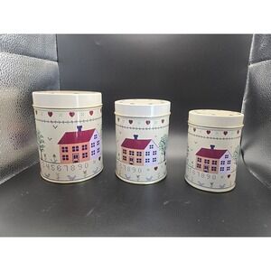 Canisters Homes Hearts & Numbers NEW Open Box Set of 3